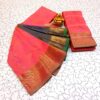Vibrant Coral Pink Silk Saree