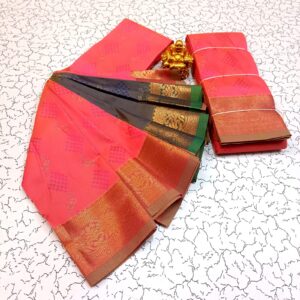 Vibrant Coral Pink Silk Saree