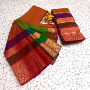 Rust Orange Silk Saree