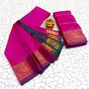 Magenta Dark Pink-Purple tone Silk Saree