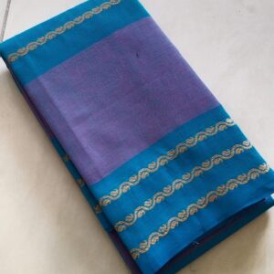 Chettinadu cotton saree white and blue colour